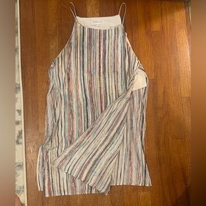 BCBGeneration whisper white/multi striped spaghetti strap top